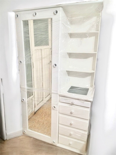 Placard Hollywood Con Espejo Y Luces 184 Cm Blanco