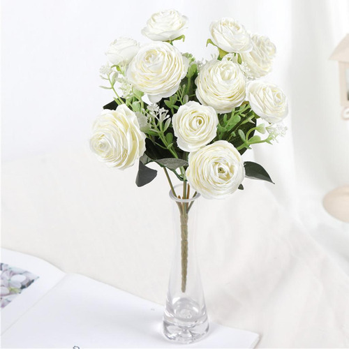 2x Flor De Camelia Abierta Artificial Para Ramo