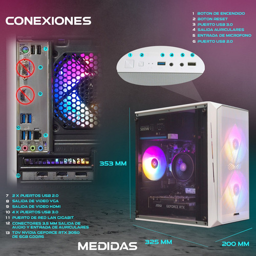 Pc Gamer Completa Ryzen 5 32gb 1tb Ssd Rtx 3050 Monitor Wifi