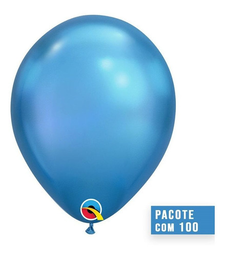 Balão Azul Chrome 7 Polegadas - Pc 100un - Qualatex #85112 B