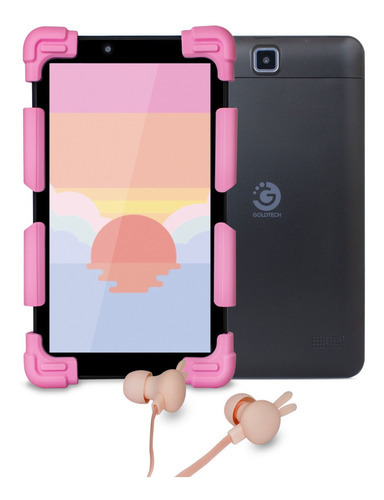 Tablet Infantil Goldtech Bunny Con Funda Y Auriculares Color Rosa