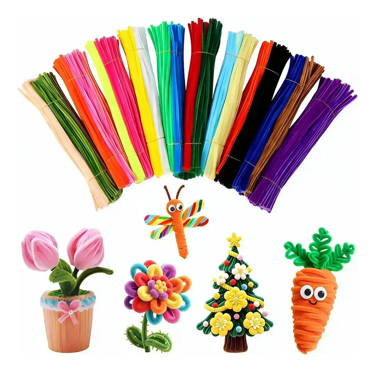 Caviglte 1000pzs Limpia Pipas Chenile 20 Colores Para Diy Artesanía