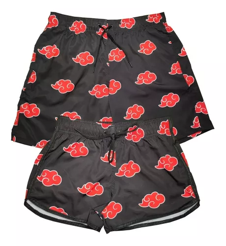 Kit Short Casal Naruto Akatsuki Nuvens Combinando Conjunto