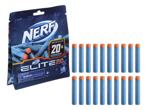Dardos De Repuesto - 20 Dardos Nerf Elite 2.0 Azul/naranja Lisa