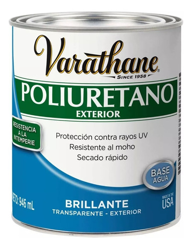 Barniz Poliuretano Exterior Brillante Varathane 946ml