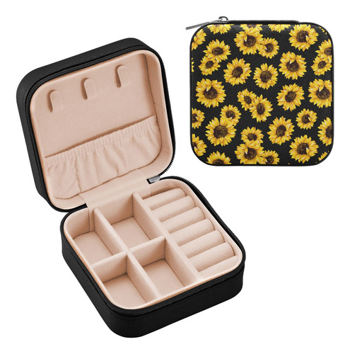 Caja Joyeria Girasol Cuero Pu Mini Bolso Portatil Viaje Para