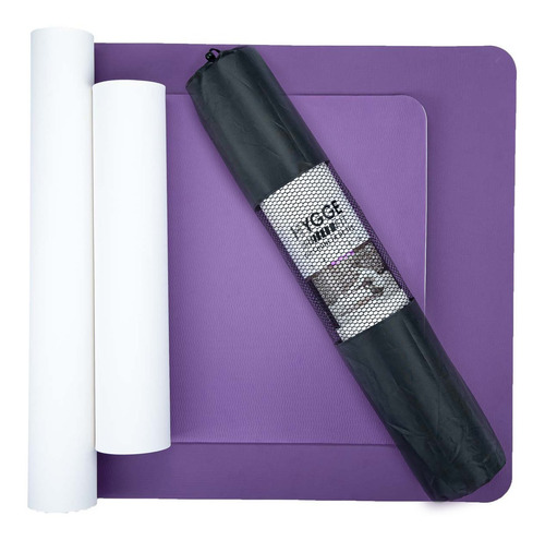 Imagen 1 de 10 de Mat Yoga Ancha Xl Colchoneta Bicolor Pilates Tpe 6mm + Funda