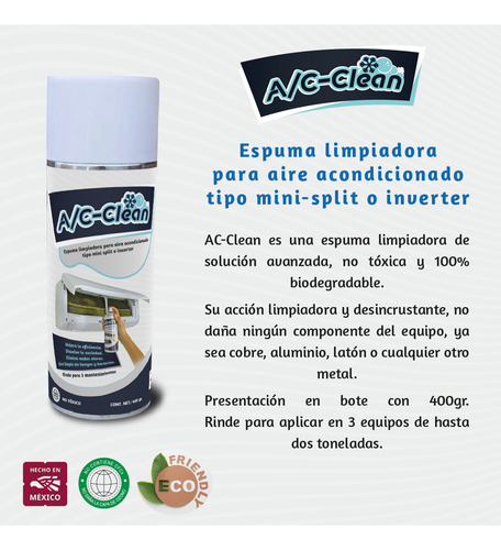 Espuma Limpiadora Minisplit Inverter Aroma Nuevo Ac Clean