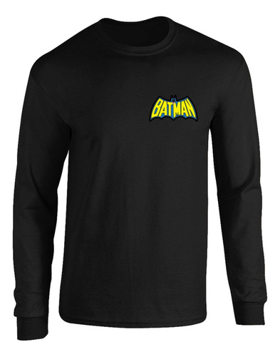 Camibuso Negro Camiseta Manga Larga Cómics Batman  Pecho.m2