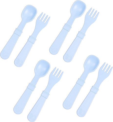 Re-play Made In Usa 8pk Toddler Feeding Spoon And Fork Set|