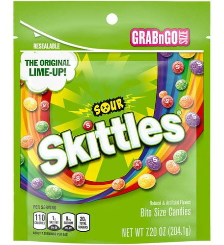 Skittles Sour Grabngo Size 204.1g 2 Pack