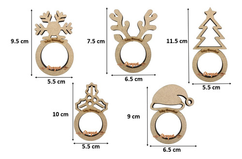 Anillo Para Servilleta Navideño Personalizado Mdf5.5mm 24pzs