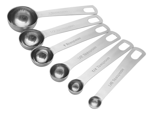Juego De Cucharas Medidoras De Metal De Acero Inoxidable, 6