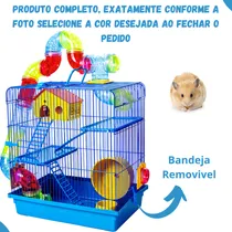 Comprar Gaiola Para Hamster Com Tubo E Casinha 3 Andares Cor Azul