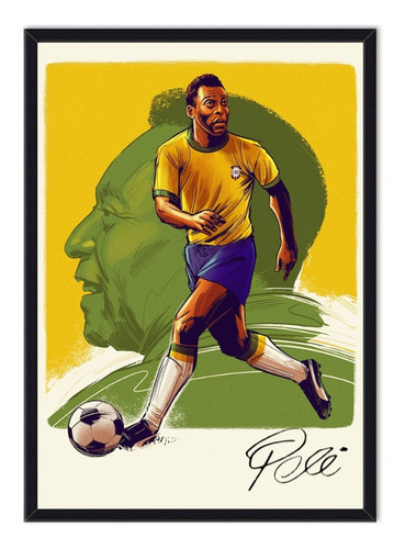 Cuadro Enmarcado Pelé Fútbol Brasil 