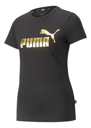Playera Puma Essentials Metallic Logo Tee 848303 01 Black/go