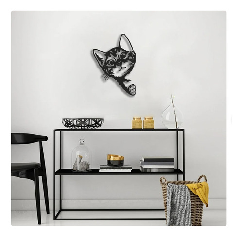 Cuadro Decorativo Gatito Gato Mascota Rostro Grande Madera