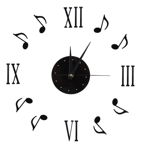 Nuevo Reloj De Pared Con Diseño De Notas Musicales En Placa