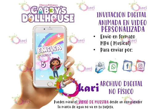 Invitación Digital Animada Gaby Y La Casa De Muñecas