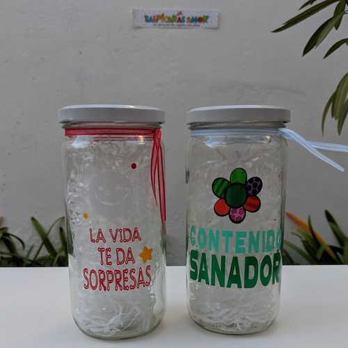 Frasco Sorpresas Alto Regalo Vinilo Mensajes