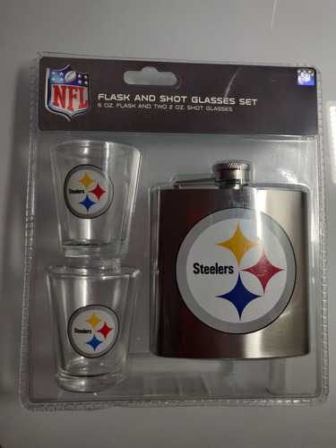 Set Tequilero Y Licorera Acero Inoxidable Steelers Nfl