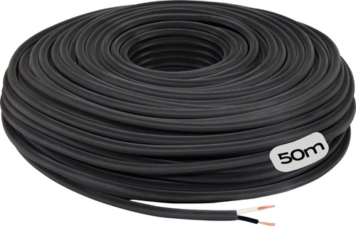 Cable Uso Rudo 2x18 Rollo Con 50m Para Exteriores Negro