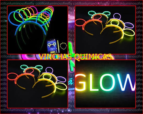 5 Vinchas Quimica Glow Cotillon Luminoso Carioca Fiesta 