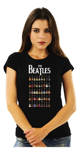 Polera Mujer The Beatles Guitar Rock Impresión Directa