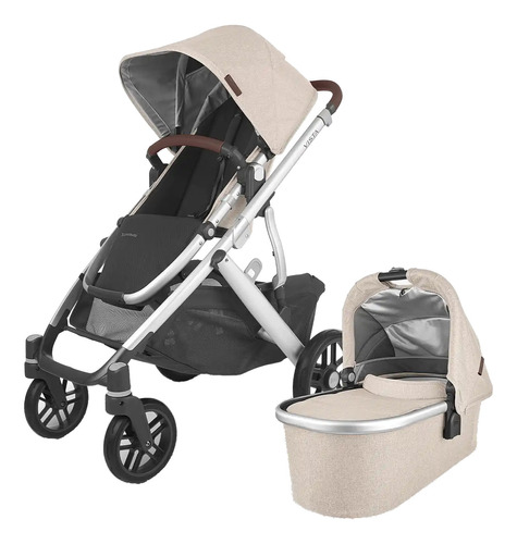 Cochecito Uppababy Vista V2 Declan Beige Con Moises Color del chasis Plateado