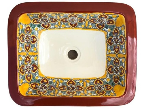 Lavabo Artesanal Tipo Talavera Liso Cuadrado Med #lcme-07