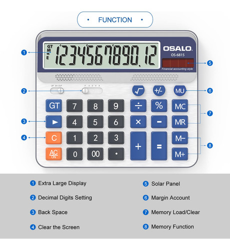 Calculadora De Escritorio Pendancy, Pantalla Lcd Extra Grand