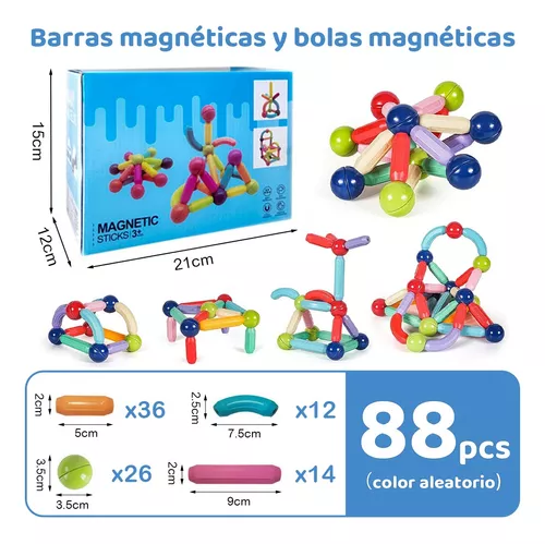 Juego Imanes Bloques Magnéticos Construcción 88 Piezas Juegos Niños