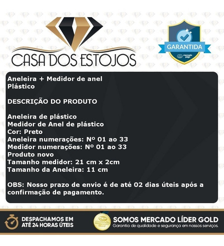 Aneleira + Medidor De Anel - Kit 02 Plástico + Etiquetas