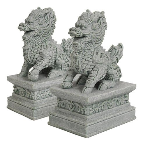 2x Mini Estatuas De Kirin Figuritas En Miniatura Decorativas