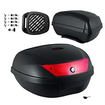  Maletero de motocicleta 2 cascos, caja de equipaje universal  para maletero de motocicleta, caja de almacenamiento trasera de  motocicleta, capacidad para 2 cascos completos (52 L), con accesorios de  montaje : Automotriz