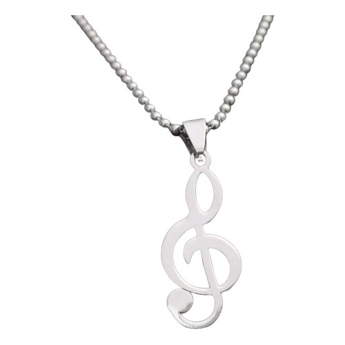 Collar Unisex Nota Musical Clave De Sol Acero Inoxidable