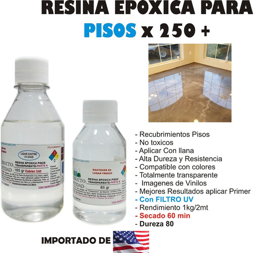 Resina Epoxica Pisos 3d Transparen X250g Porcelanato Liquido