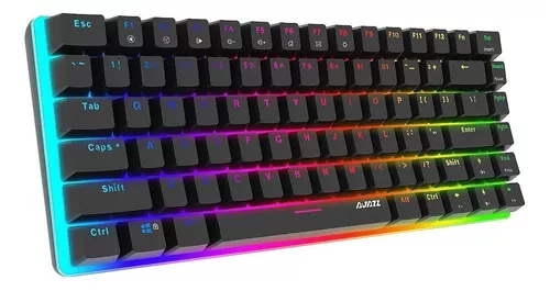 Teclado gamer Ajazz AK33 QWERTY Ajazz Blue inglés US color negro con luz  RGB