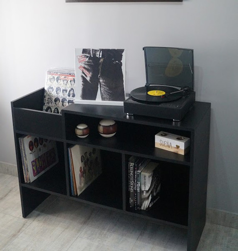 Mueble Para Vinilos Y Tocadiscos Con Batea Para Discos Blanco