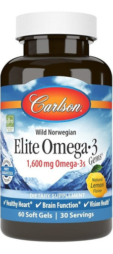 Carlson - Elite Omega-3 Gemas, 1600 Mg  60 Capsu