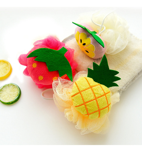 Cepillo For Puf Con Forma De Fruta, Esponja Exfoliante Y Li