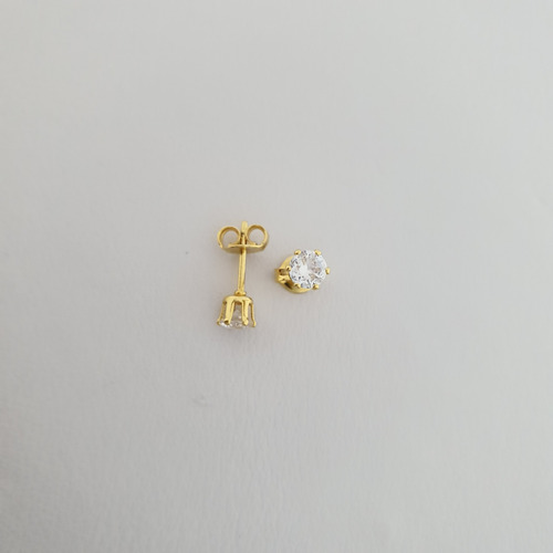 Arete/topos Para Hombre En Oro 18k Piedra Redonda Circonio