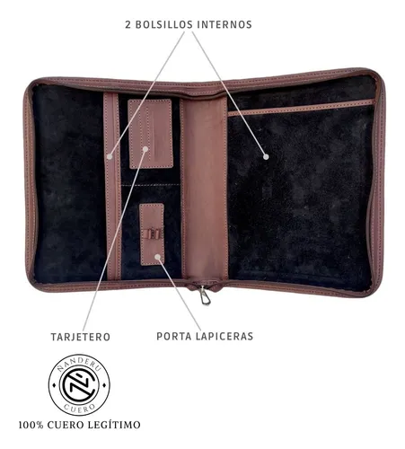 Carpeta A4cuero Vacuno Escritorio Ñanderu Tablet Netbook