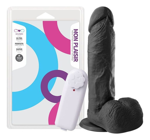 Vibrador de pene realista con ventosa Pinto Consolo Rola, 19 cm, color negro
