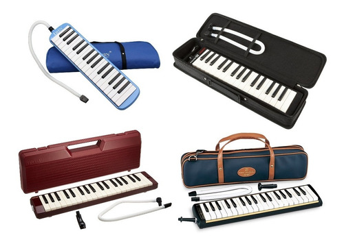 Melodica 3 Octavas 37 Tecas Color Rosado Azul Estuche Cuero