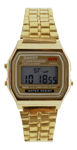 Reloj Pulsera Digital Metal Gold Hombre Calendario/luz Dakot