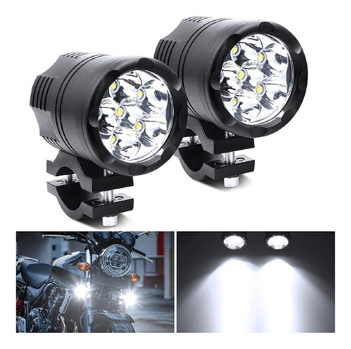 Par Faros Auxiliares Moto Exploradoras 6 Leds Sin Estrobo