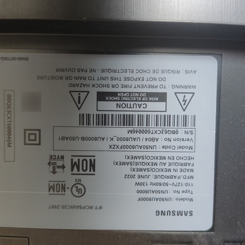 Pantalla Samsung 50 Un50au8000f (Usado)
