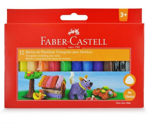 Plasticinas De Colores 12 Barras Faber Castell