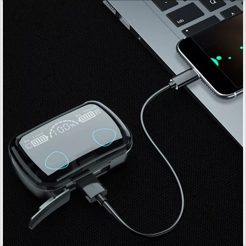 Fone De Ouvido Sem Fio M10 Tws Bluetooth 5.1 Preto Luz Rbg